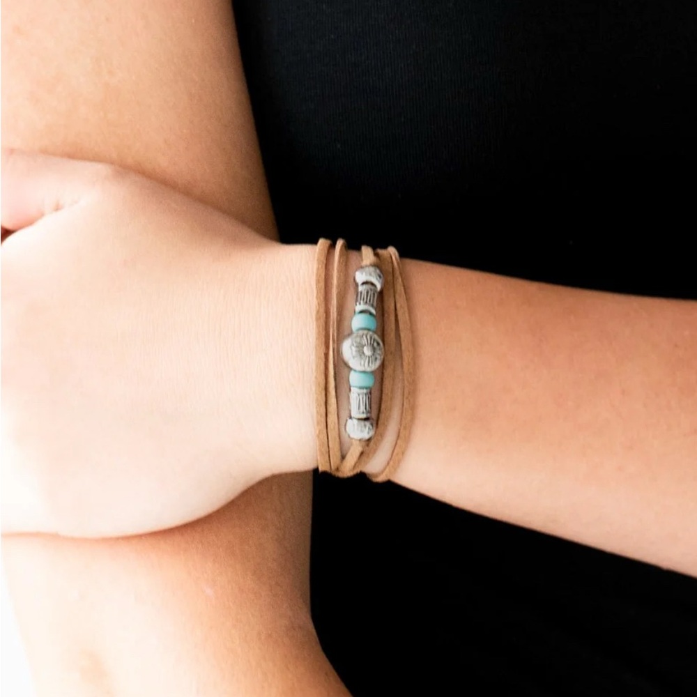 Paparazzi Tan and Silver Cuff Bracelet